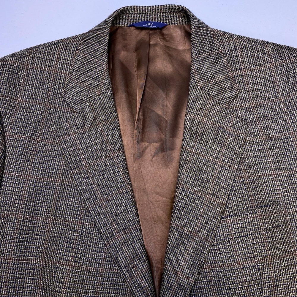 Brooks Brothers 346 Blazer 43R Wool 2 Button Single Vent Brown Windowpane VGUC